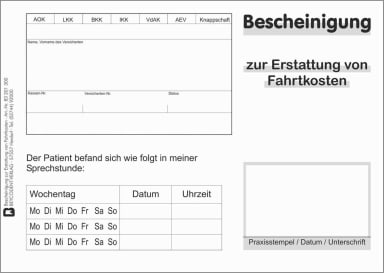 Bescheinigung Fahrtkosten 100St