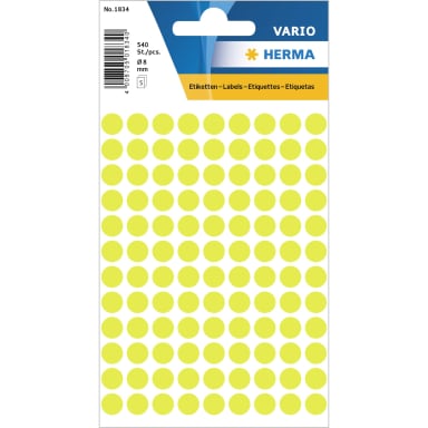 Herma marking dot 8 mm 540 pieces luminous yellow
