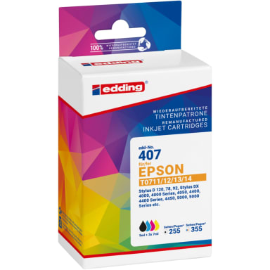 edding ink cartridge compatible with Epson T0711/12/13/14 black/cyan/magenta/yellow 4 pieces