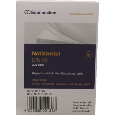 Soennecken note box refill A6 blank 200 sheets
