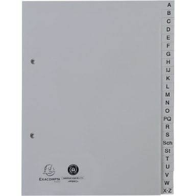 Exacompta index divider set A5 PP A-Z grey