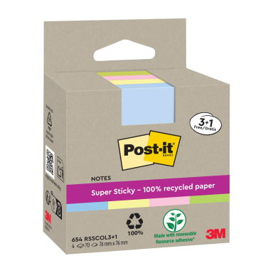 Post-it sticky notes Super Sticky 76x76 mm 70 sheets 4 pieces assorted