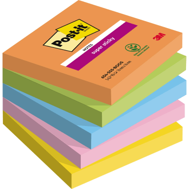Post-it Haftnotiz Super Sticky 5 Stück sortiert