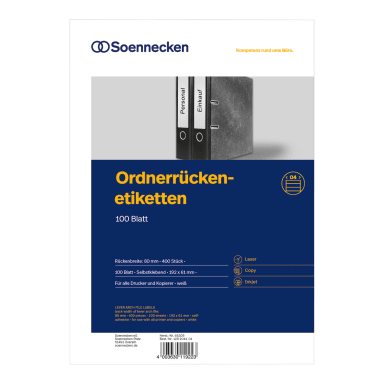 Soennecken binder label narrow/short self-adhesive 700 pieces white