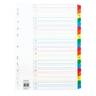 Soennecken index divider set A4 A-Z full height cardboard coloured
