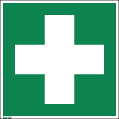 Information sign first aid flag E03 200x200 mm double-sided
