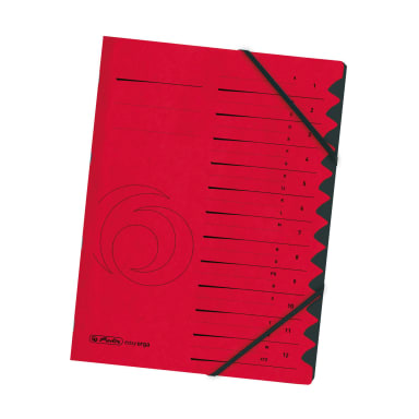 Herlitz sorting folder A4 12 compartments cardboard red