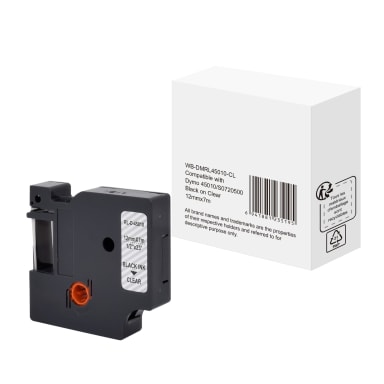 Label tape cassette compatible with Dymo S0720500 12 mm x 7 m black on transparent