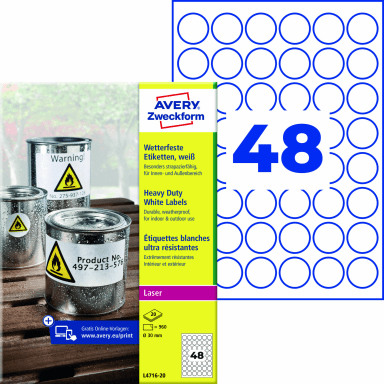 Avery Zweckform film label 30 mm round 960 pieces white