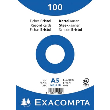 Exacompta index card A5 blank 100 pieces white