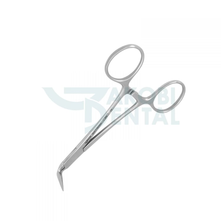 Post & Silver Point Removal Forceps RF90 90° curved, with lock, length 120mm, beaks quer serrated, with groove