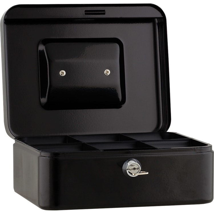 Cash box 20x9x16 cm 6 compartments black