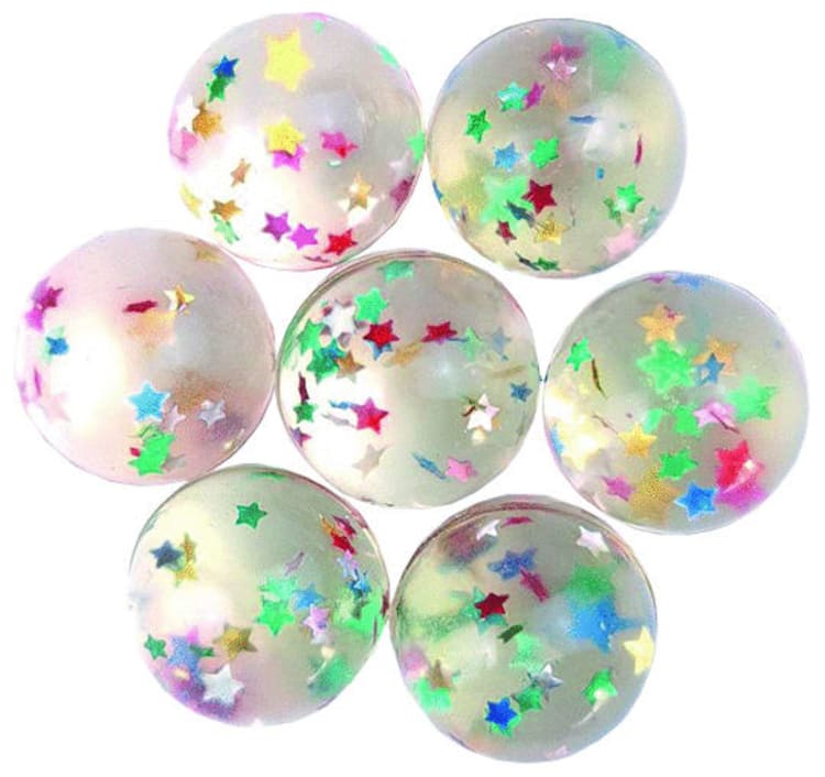 Springbälle Glitzersterne (33mm) (50 St.)