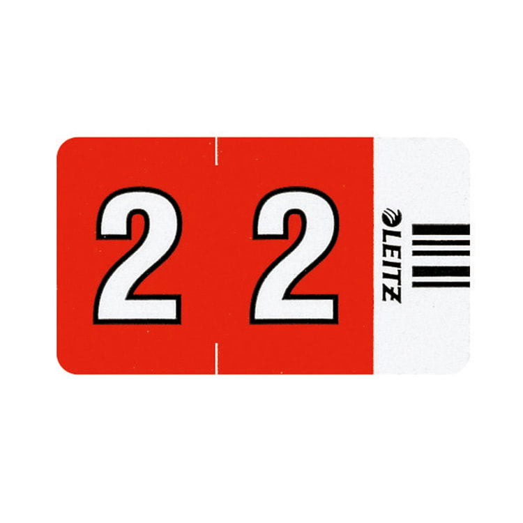 Leitz number tab 2 Orgacolor 23x30 mm 100 pieces red