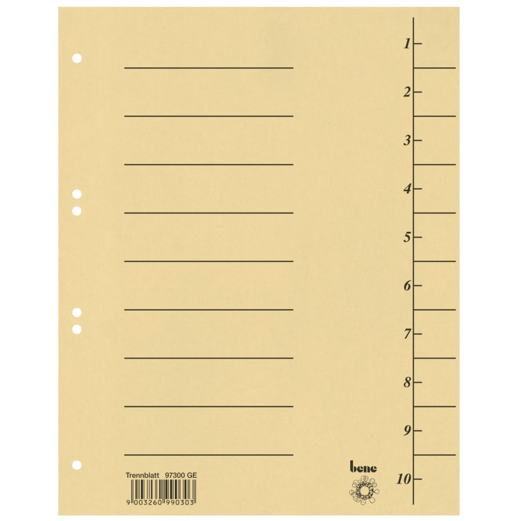 Bene divider sheet A4 cardboard 100 pieces yellow