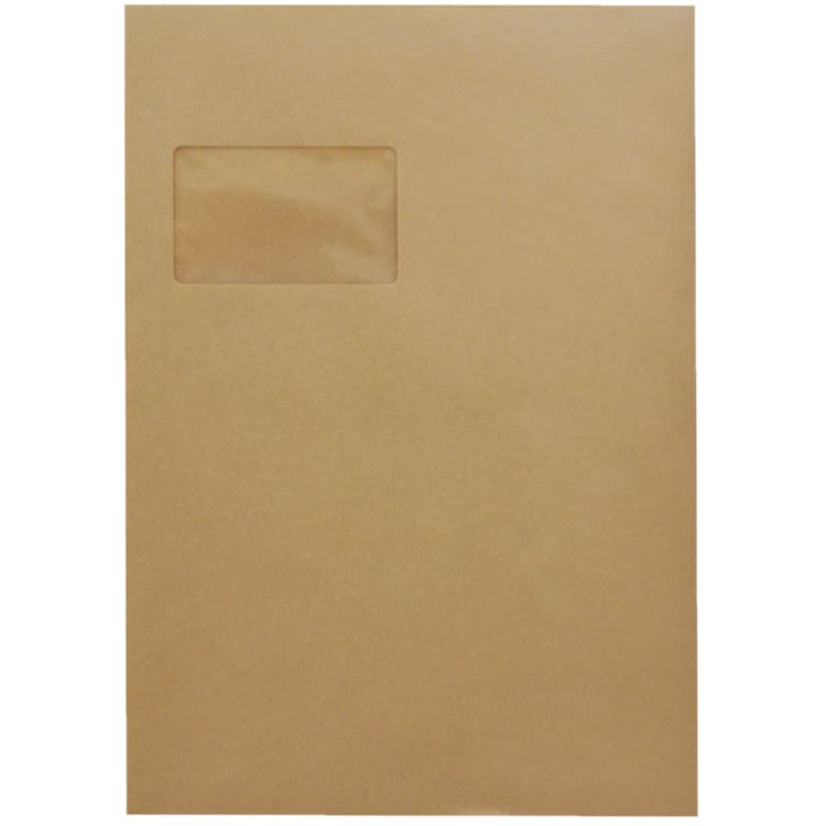 Soennecken mailing bag C4 with window self-adhesive 25 pieces kraft brown