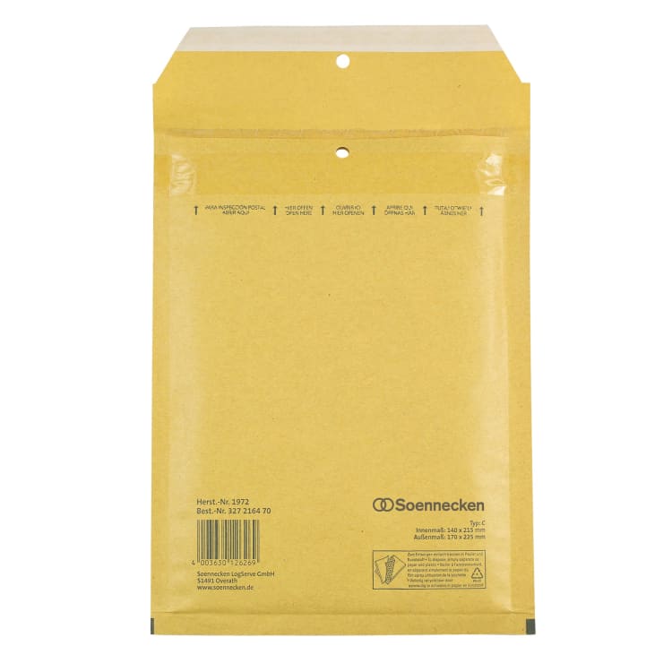 Soennecken bubble mailer C/0 140x215 mm peel & seal 100 pieces brown