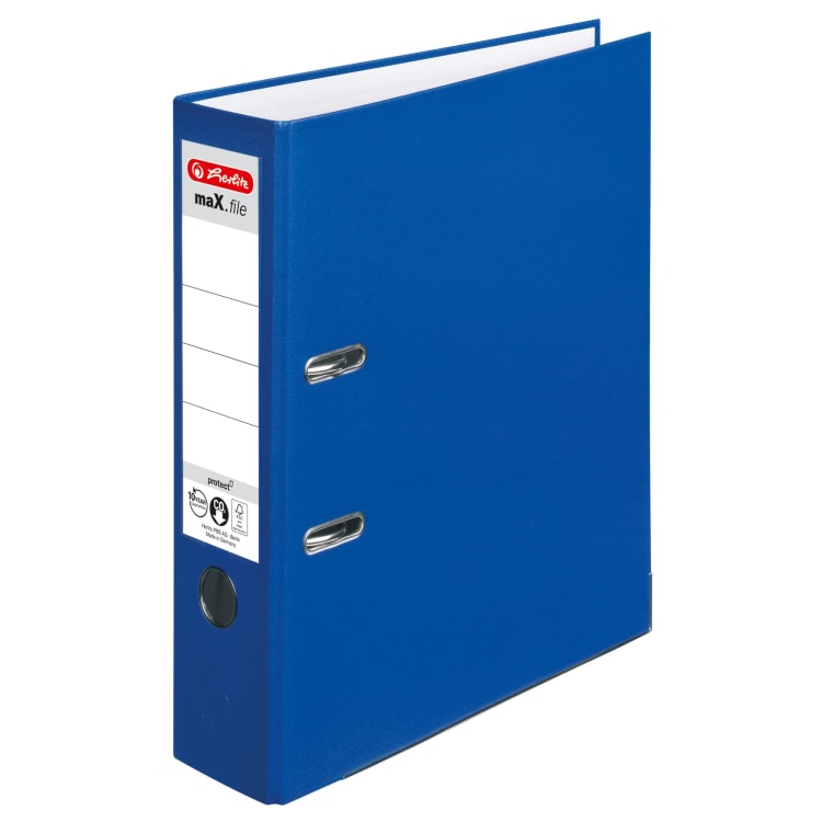Herlitz ring binder maX.file protect A4 80 mm PP blue