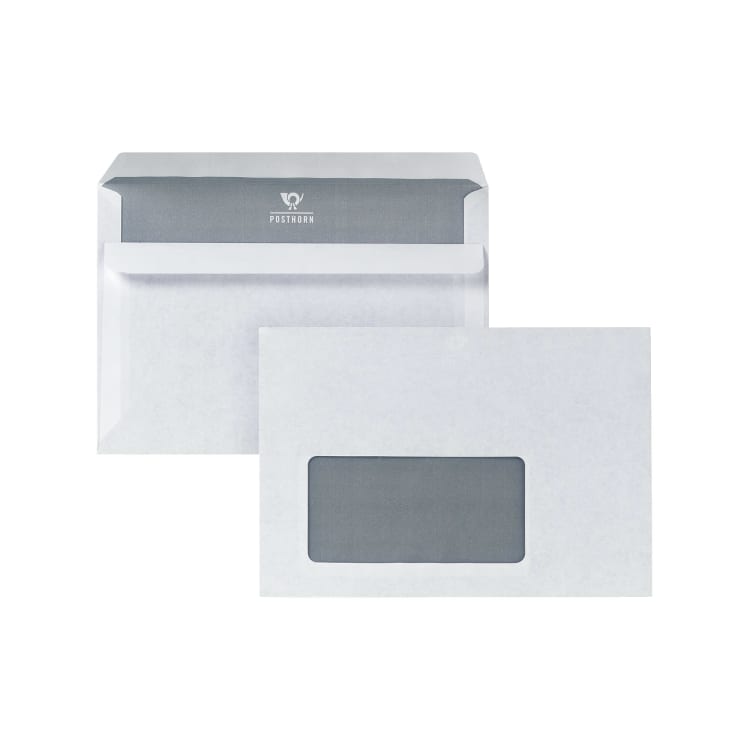Posthorn envelope C6 75 g with window self-adhesive 1,000 pieces white