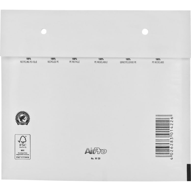 Airpro bubble mailer W-CD 120x175 mm peel & seal 100 pieces white