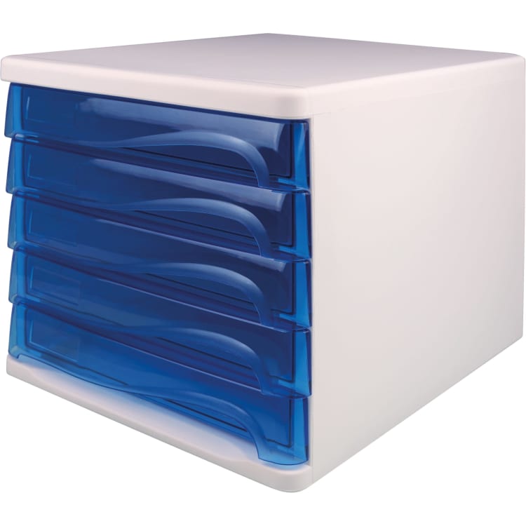 helit drawer unit economy A4-C4 light grey/blue transparent