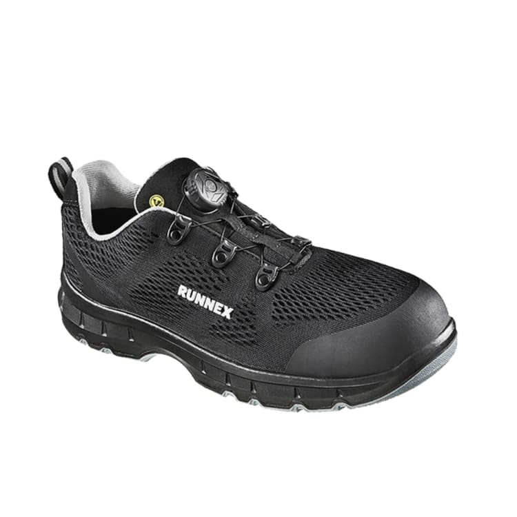 Runnex safety shoe atop FlexStar S1PS ESD size 44
