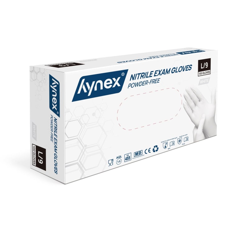 INTCO powder-free nitrile gloves, white, 3.5 g (100 pcs)
