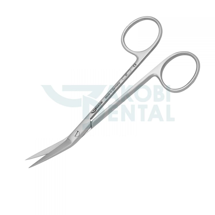 Surgical scissors Wagner S 7, angled, serrated, total length 120mm, stainless steel