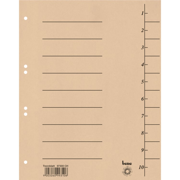 Bene divider sheet A4 cardboard 100 pieces chamois