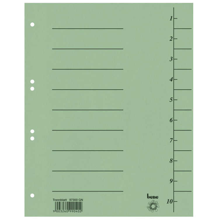 Bene divider sheet A4 cardboard 100 pieces green
