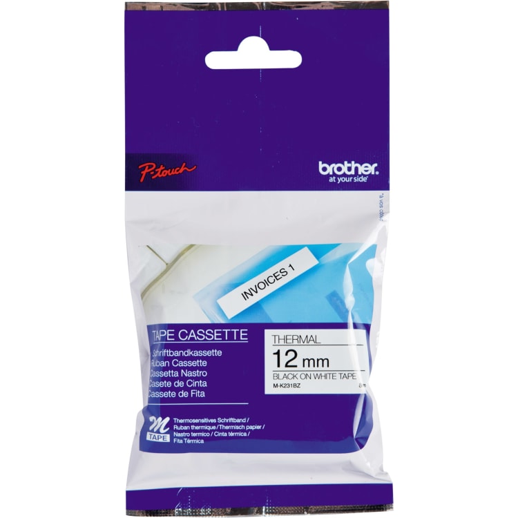 Brother label tape cassette MK231BZ 12 mm x 8 m unlaminated black on white