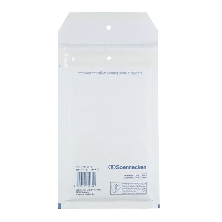 Soennecken bubble mailer B/00 110x215 mm peel & seal 200 pieces white