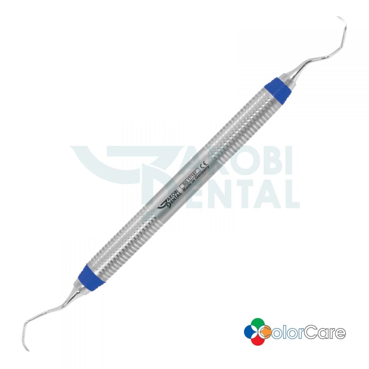 Gracey curette 17/18, standard, ColorCare handle # 7, Colour: blue, stainless steel