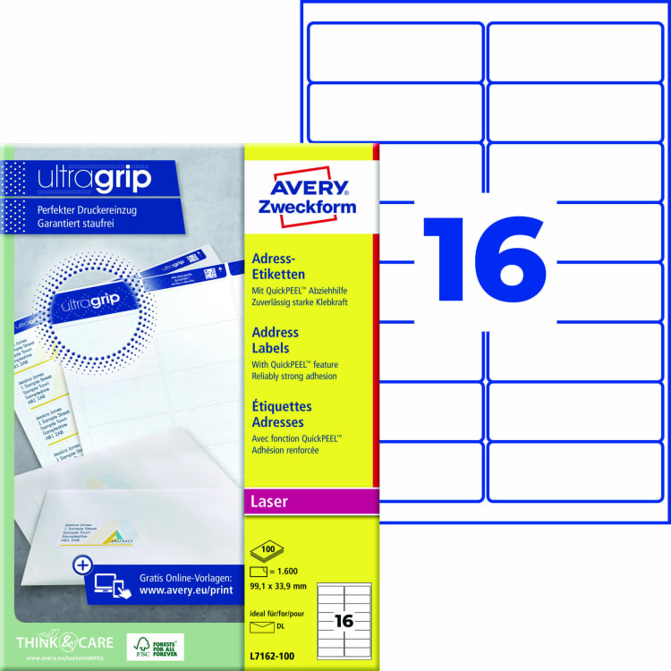 Avery Zweckform address label 99.1x33.9 mm 1,600 pieces