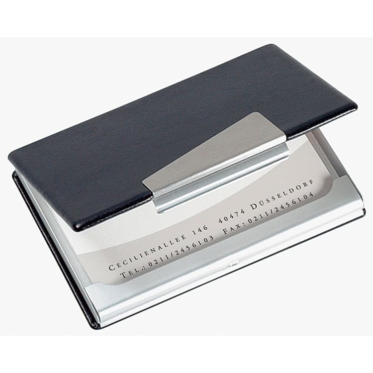 Sigel business card case 20 cards aluminium/leather look