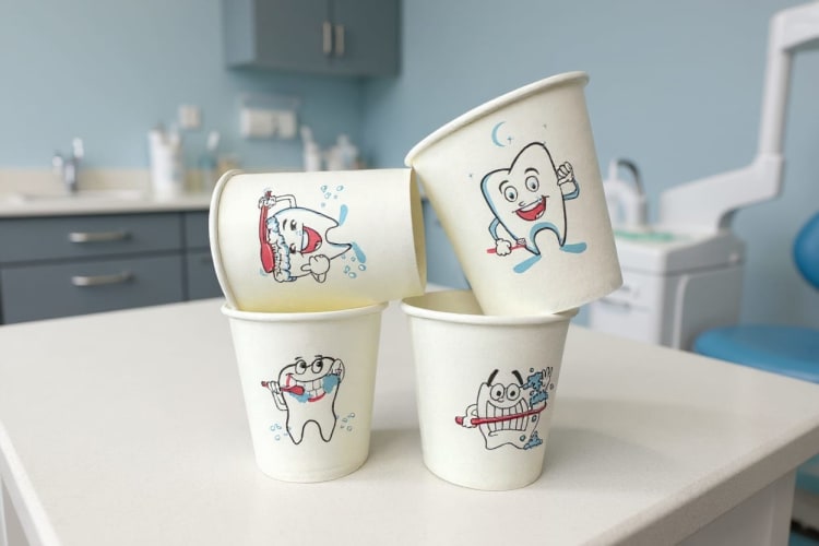 Design Zahn-Motive Mundspülbecher aus Papier 6oz 170 ml