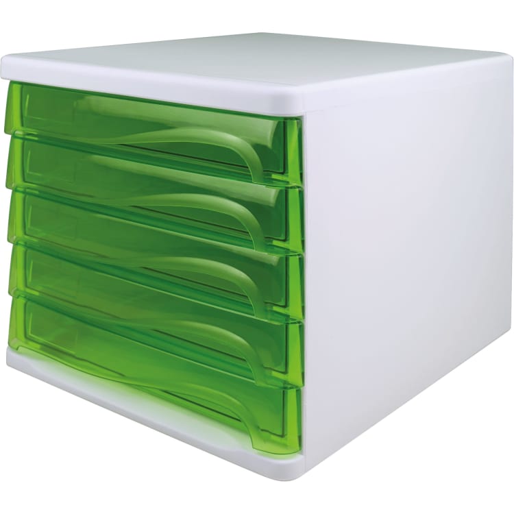 helit drawer unit economy A4-C4 white/green transparent