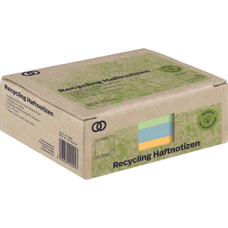 Soennecken oeco recycled sticky notes 125x75 mm 100 sheets 12 pieces assorted