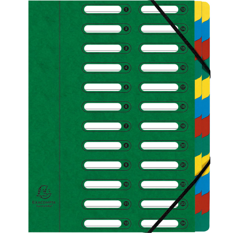 Exacompta Harmonika sorting folder A4 24 compartments green