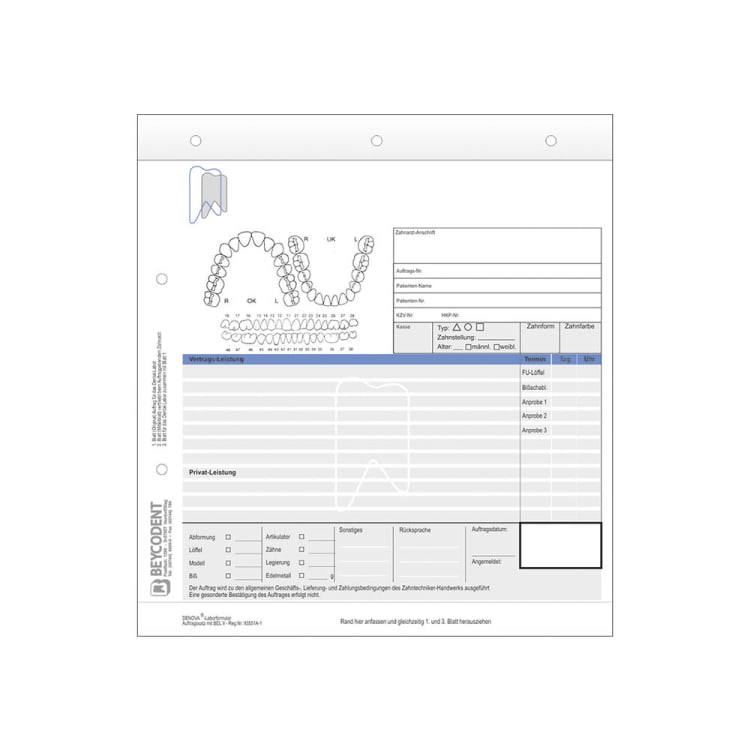 Labor-Auftrag 3-Fach Neutral 100St