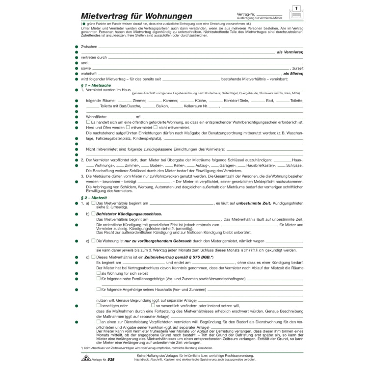 RNK rental agreement apartment A4 2 sheets