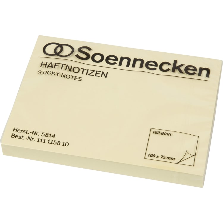 Soennecken sticky notes 100x75 mm 100 sheets yellow