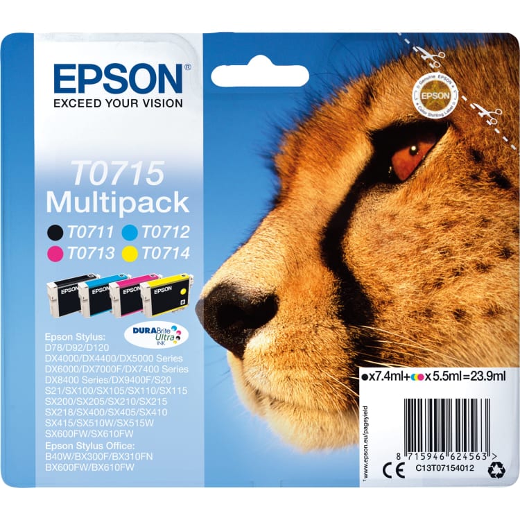 Epson ink cartridge T0715 black/cyan/magenta/yellow 4 pieces