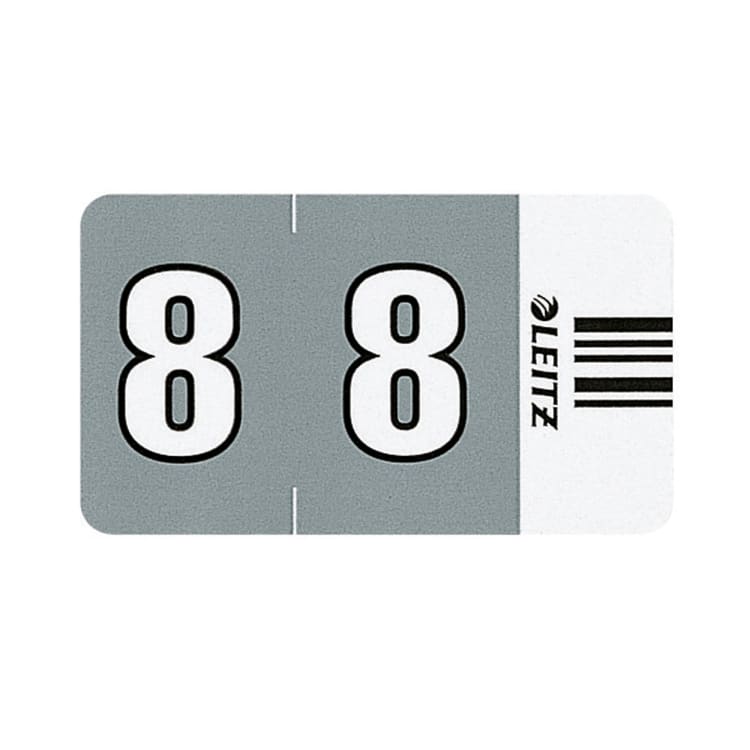 Leitz number tab Orgacolor 8 23x30 mm 100 pieces grey