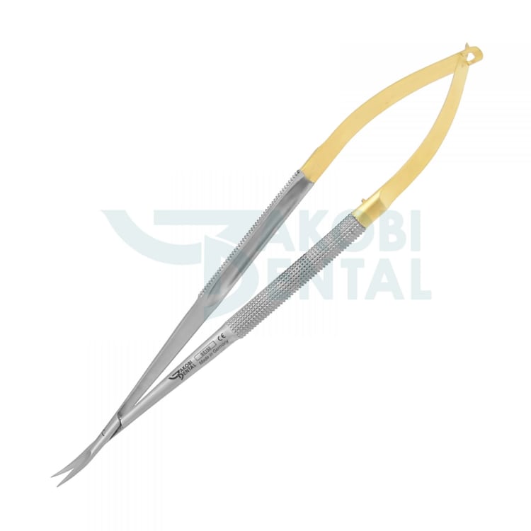 Micro surg. scissors Castroviejo S 5152, curved, total length 180mm, TC, round handles, stainless steel