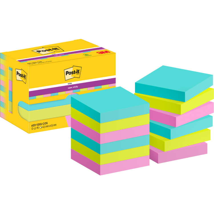 Post-it Haftnotiz Super Sticky 47,6x47,6 mm 12x90 Blatt