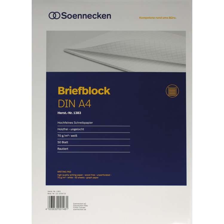 Soennecken writing pad A4 70 g wood-free 50 sheets diamond ruled white