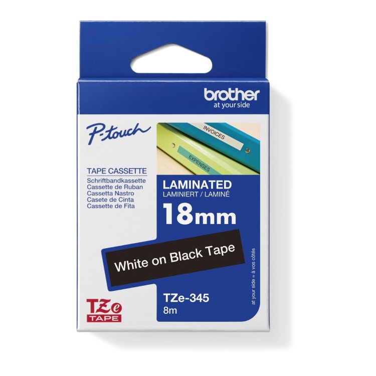 Brother label tape cassette TZE345 18 mm x 8 m laminated white on black