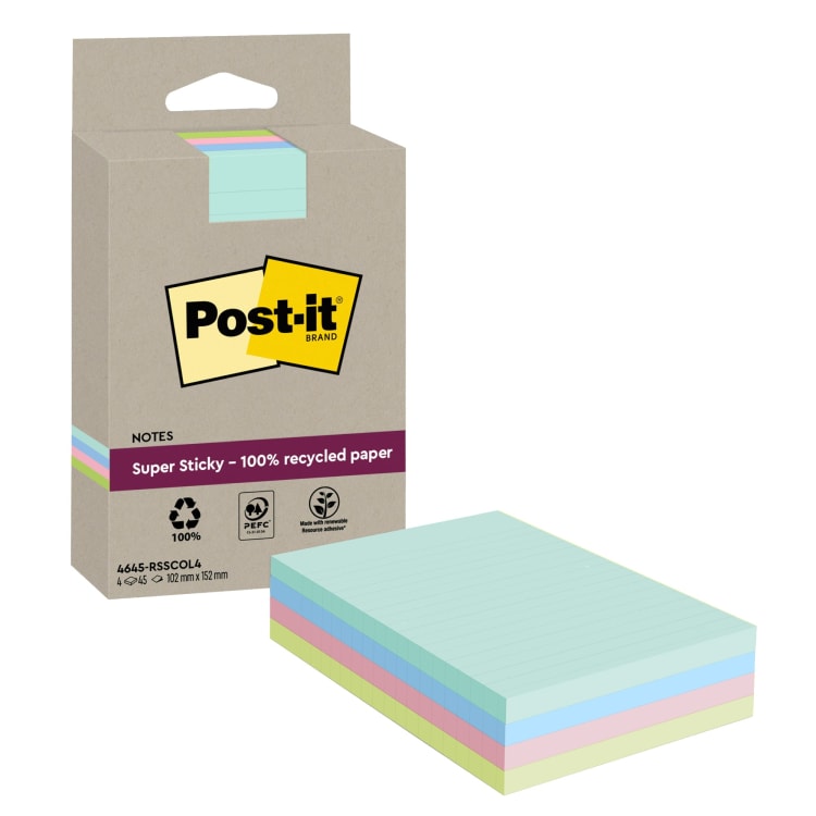 Post-it sticky notes Super Sticky 102x152 mm 4x45 sheets