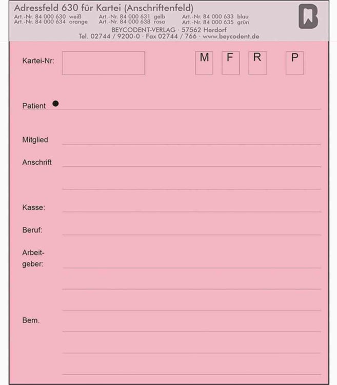 Adressfelder rosa 84000638 Pa
